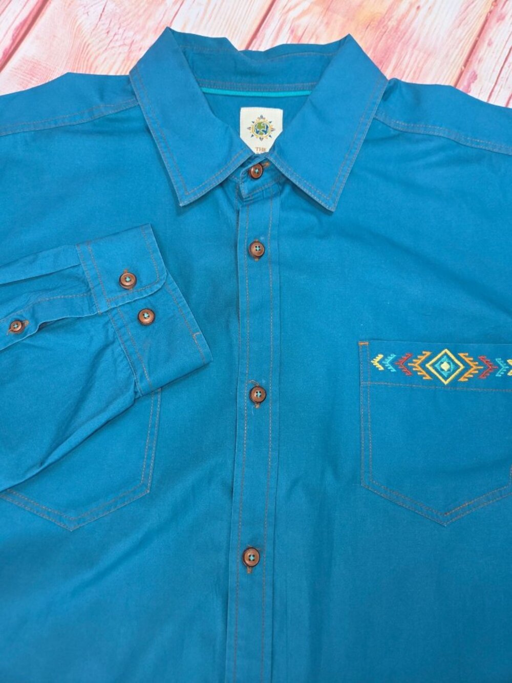The Territory Ahead Western Long Sleeve Shirt Size 2XLT Embroidered-Turquoise